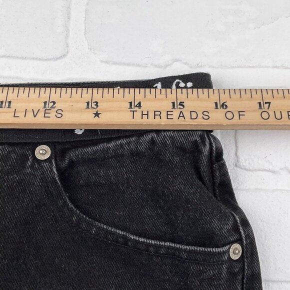 Tommy Jeans Juniors 13 31Wx29.5L Black Logo Tape Waist Cotton Taper 80s VTG - Picture 7 of 12